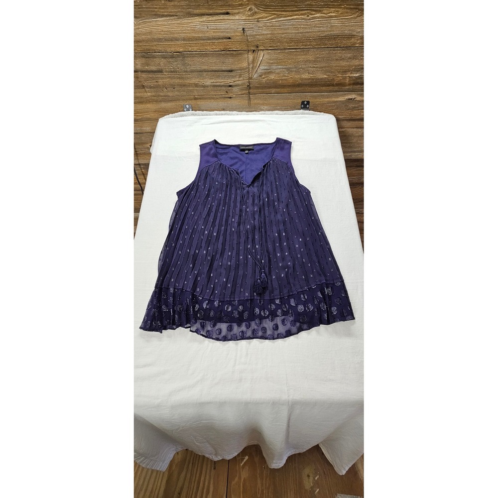 Lane Bryant Purple Pleated Metallic Clip Dot Sleeveless Blouse Plus Size 20